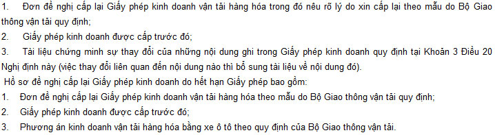 Giấy phép kinh doanh vận tải hàng hóa