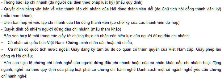 Hồ sơ thành lập chi nhánh công ty tnhh 2 thành viên trở lên