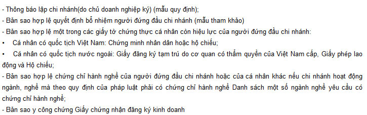 Hồ sơ thành lập chi nhánh công ty cổ phần