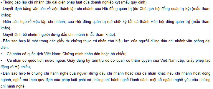 Hồ sơ thành lập chi nhánh doanh nghiệp tư nhân